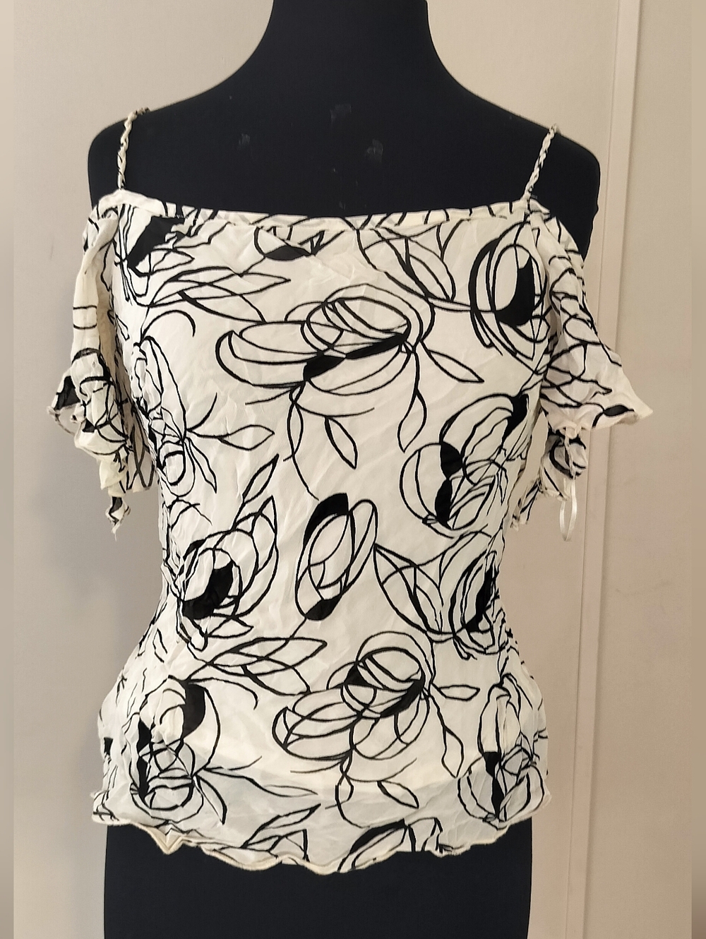 Wallis White Off-Shoulder Floral Camisole with Black Print